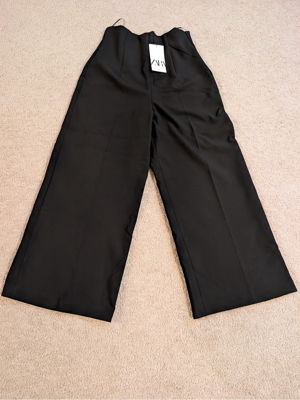Zara Black High-Waist Wide-Leg Trousers